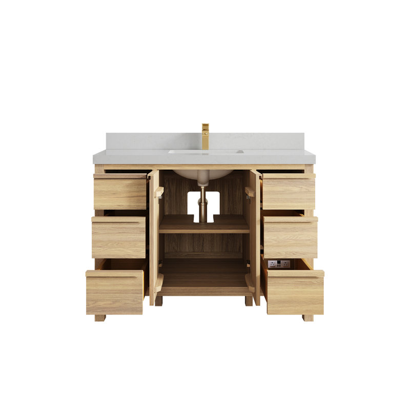 Chêne Elizabeth X P 22 po D Meuble-lavabo simple avec 2 po, Quartz de Carrare