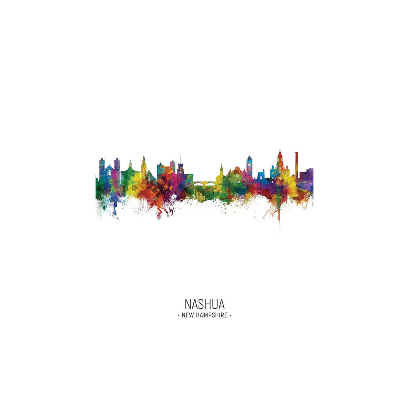 Nashua New Hampshire Skyline Portrait by Michael Tompsett - Wrapped Canvas Gallery-Wrapped Canvas Giclée