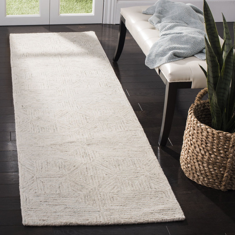 Geometric Wool Hand Tufted Area Rug, Runner 69 x 244 cm