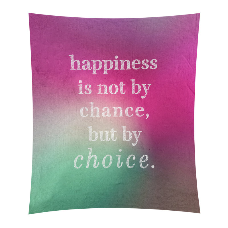 Tapisserie citation manuscrite en polyester, H 104 po x l 88 po, Fuchsia / vert