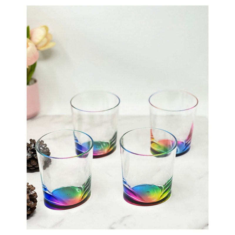 Verres ovales ovales en acrylique, Bleu / Orange, 12 oz liq.