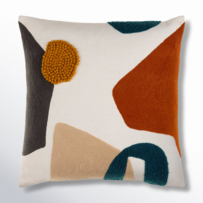 Fulbourn Abstract Cream/Burnt Orange/Charcoal Square Throw Cushion