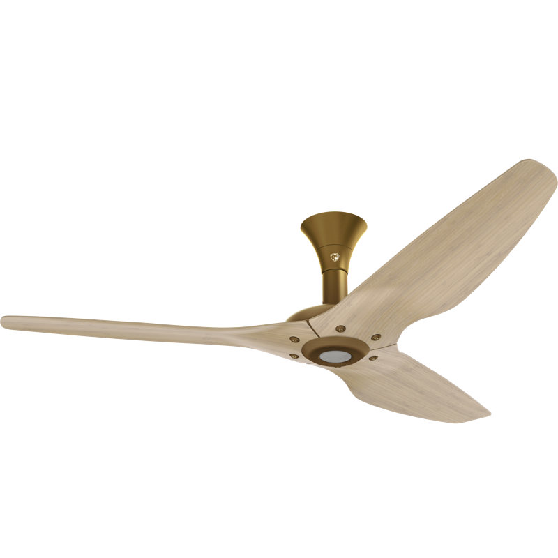 Haiku Smart Downrod Flush Mount, 60 inches, Gold with Natural Bamboo Blades