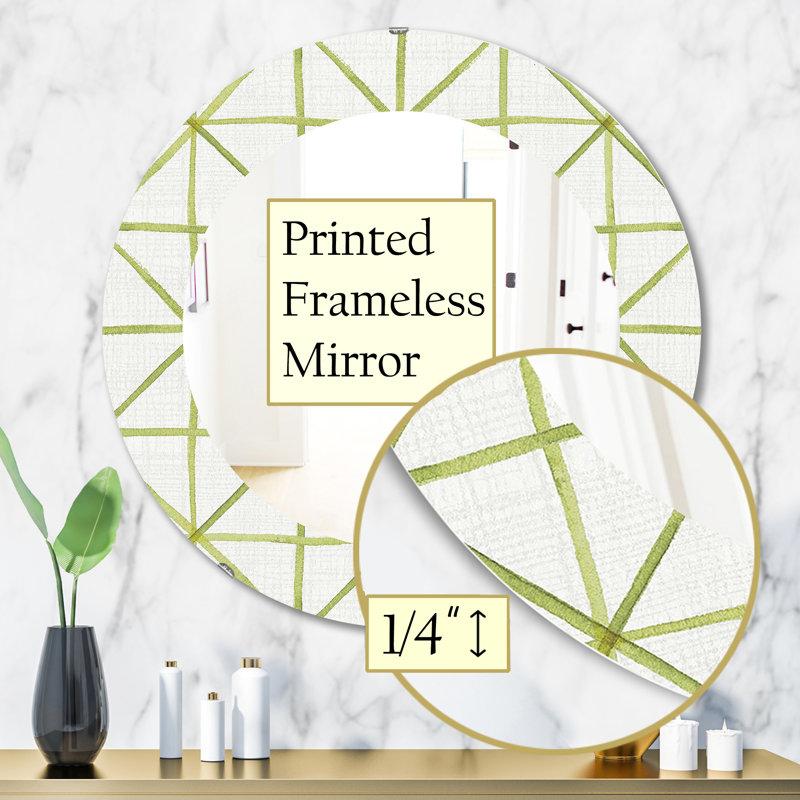 Triangle géométrique vert II - miroir Mid-Century, H 31,5 po x l po