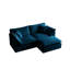 Canapé modulaire 2 places en chenille bleue avec base en bois massif et tissu respirant pour le confort