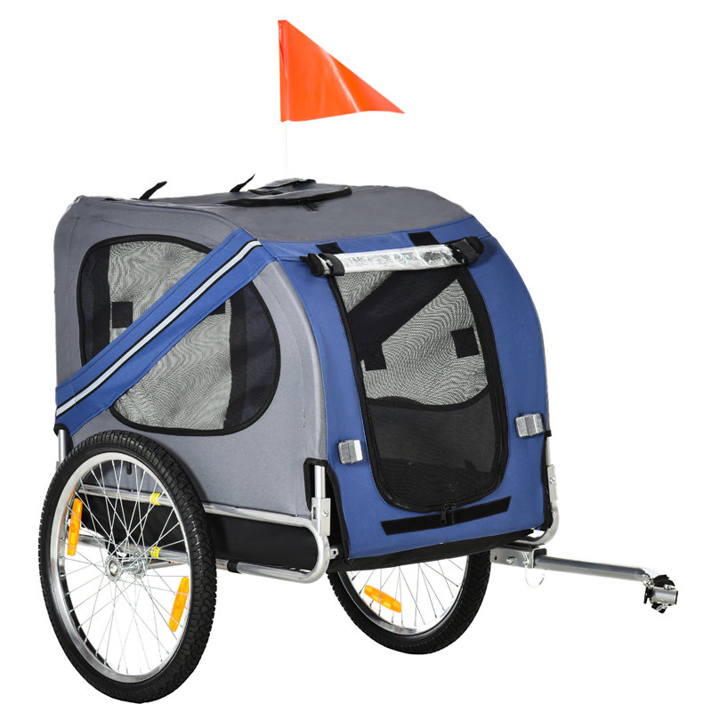 Chariot pour animaux de compagnie pour vélo - météo, grandes roues, transporteur de vélo bleu