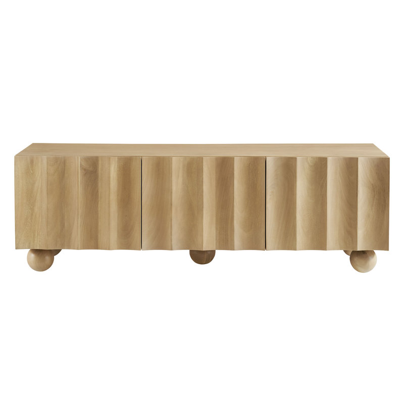 Sorren Scalloped Wood TV Stand, 54", Natural