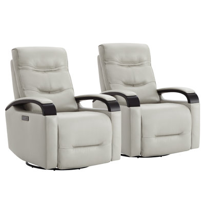Britnee Genuine Leather Swivel Power Recliner by Wade Logan