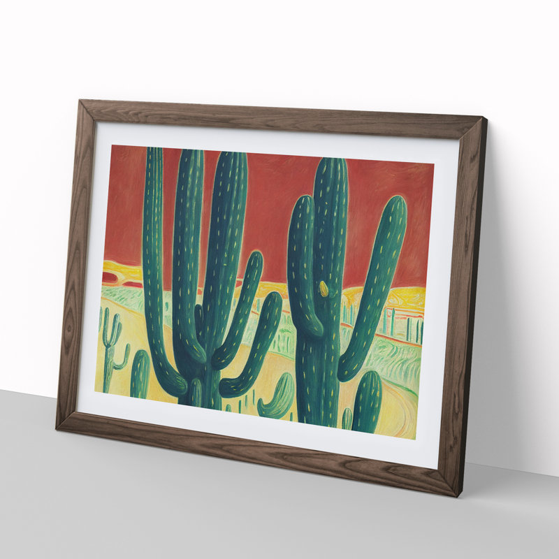 Evolving Cactus - Framed Print, 46cm H x 64cm W x 2cm D, Walnut