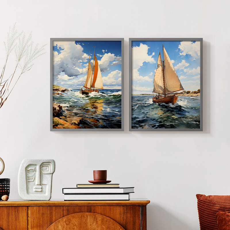 NAUTICAL Series CCCCXVII - Reproduction encadrée de qualité supérieure - prête à être accrochée - aucun clou requis - aucun clou requis