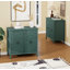Buffet vintage vert peint à la main, armoire à pieds romains sculptés avec rangement caché, structure renforcée et base surélevée pour le salon et la salle à manger