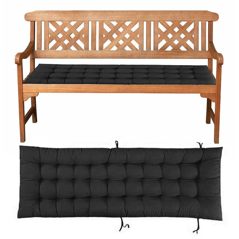 Ebern Designs Outdoor Patio Lounge Chair Cushion, 160 cm W x 50 cm D, 8 cm, Black