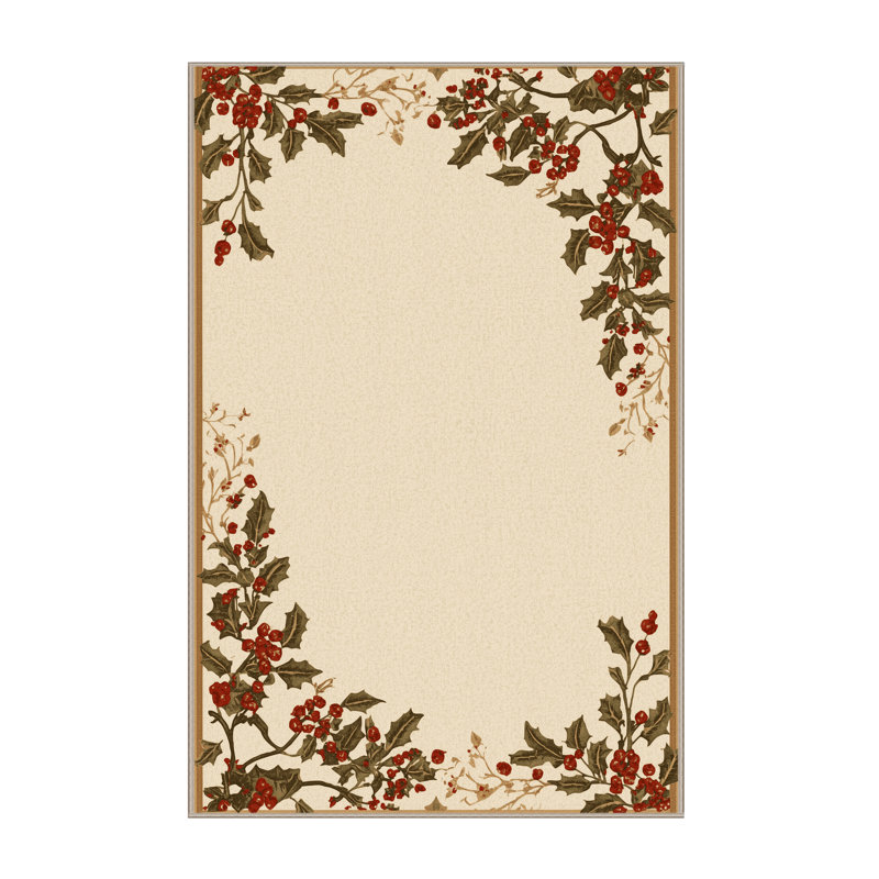 Tapis beige moderne et contemporain lavable à la machine Midtown Christmas, 4 x 2