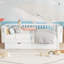 Lit plateforme simple en bois pour enfants, lit simple en bois à profil bas avec rails, blanc-1700022114-1700022124