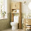 Armoire de rangement moderne au-dessus de la toilette de 23,6 pouces de style Mid-Century avec portes cannelées, tablette réglable, rangement pour salle de bain