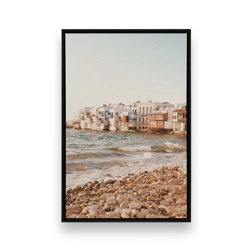 Mykonos Morning, impression sur toile roulée, Cadre flottant noir satiné, H 18,75 po x l 12,75 po x P 1,75 po