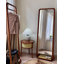 Simple And Retro Wooden Frame Wicker Full-Length Mirror