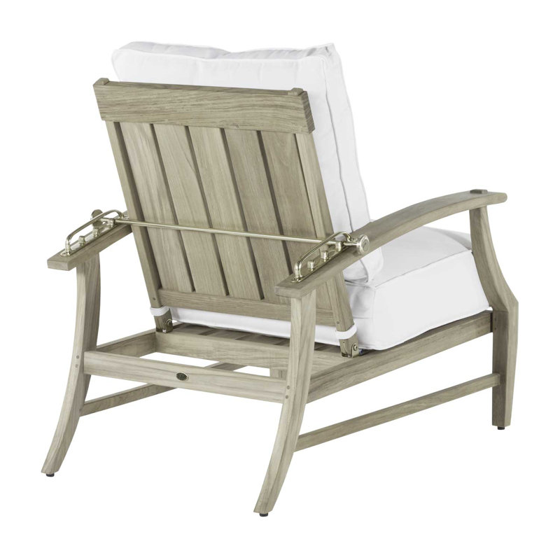 Croquet Teak Patio Chair with Cushions, Welt, Oyster Teak, Natural White