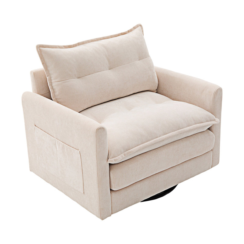 Fauteuil demi-tonneau pivotant, Beige