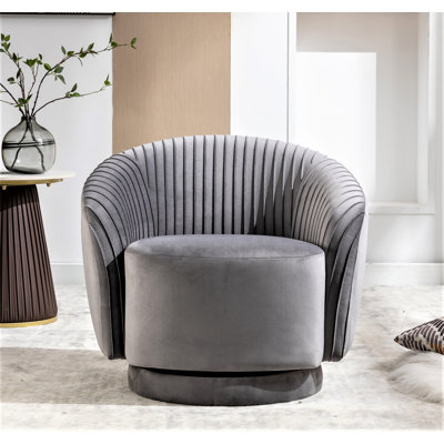 Milvo Velvet Swivel Barrel Chair