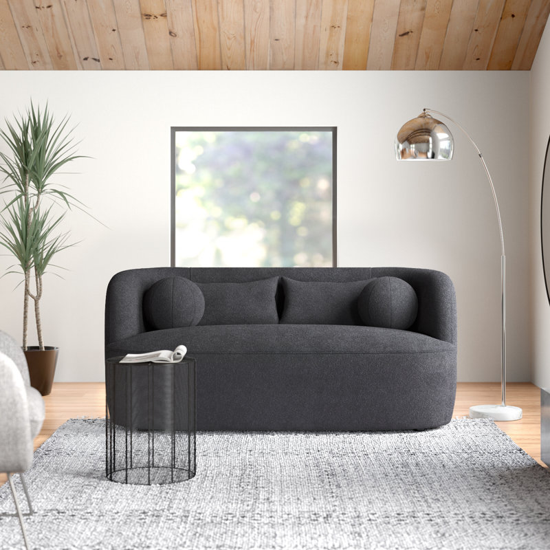 Theodore 68" Wide Boucle Upholstered Loveseat Sofa, Dark Gray Performance Boucle