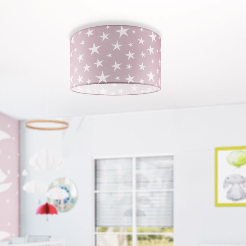 Caudillo Fabric Flush Ceiling Light, Pink