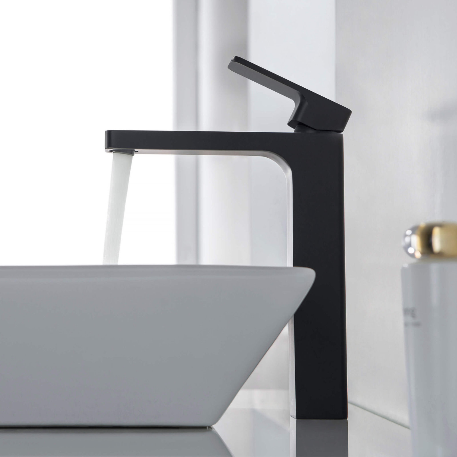 Blaze Vessel Bathroom Faucet with Drain, Matte Black