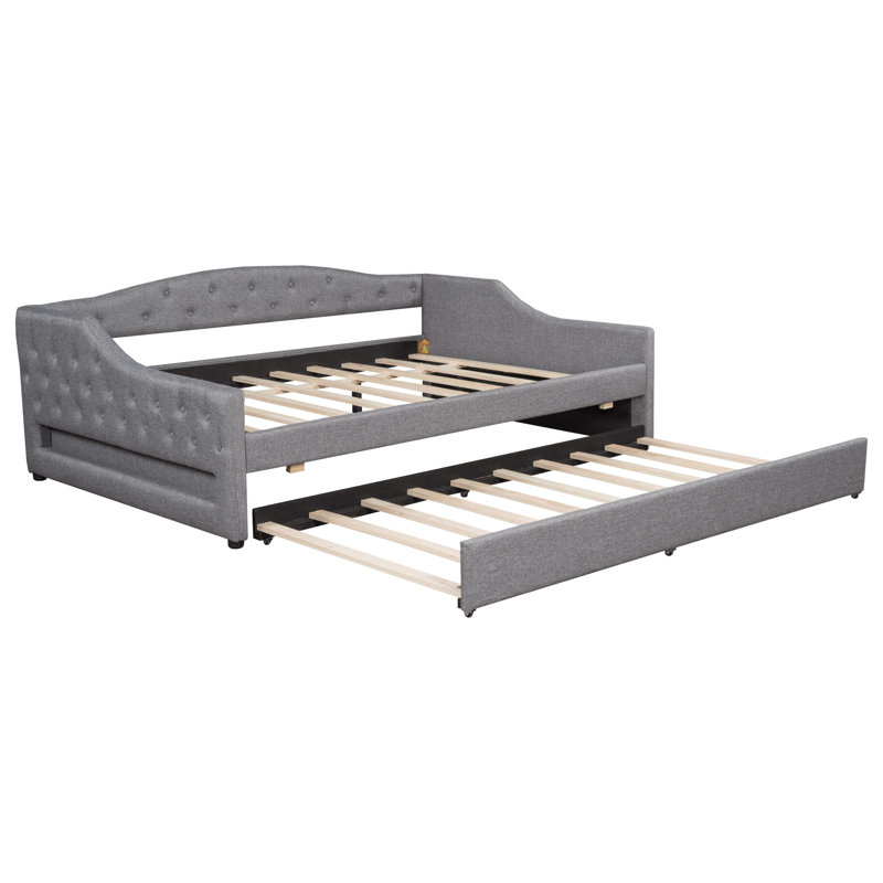 Daybed With Led Belt And Trundle, Gray