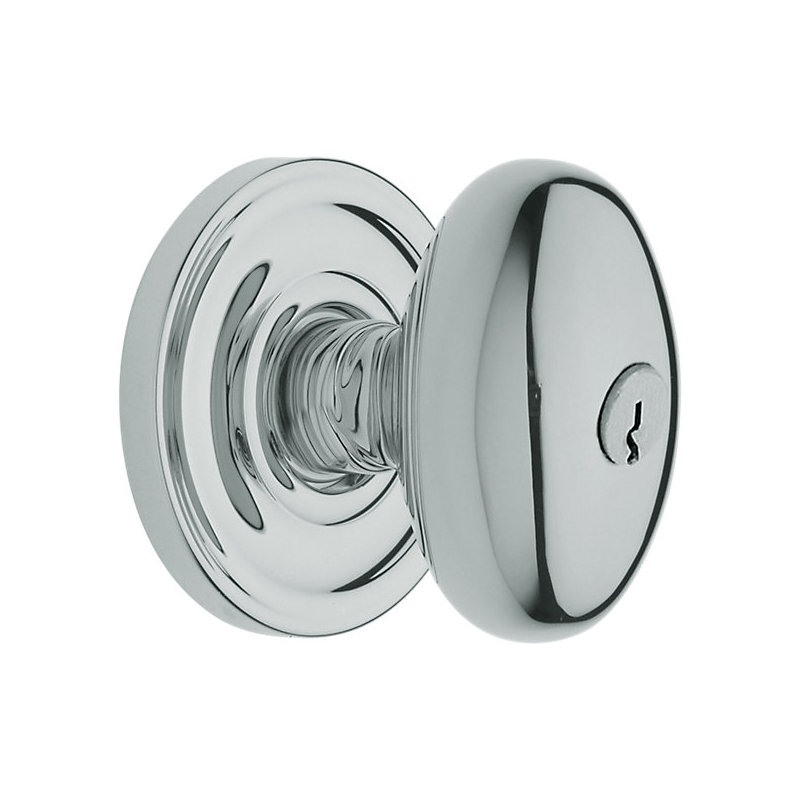 Keyed Egg Knob with Classic Rose, Polished Chrome