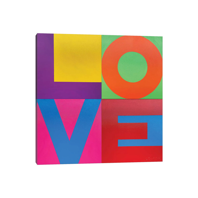 Décoration murale Love Kids, H 26 po x l 26 po x P 1,5 po, Toile tendue