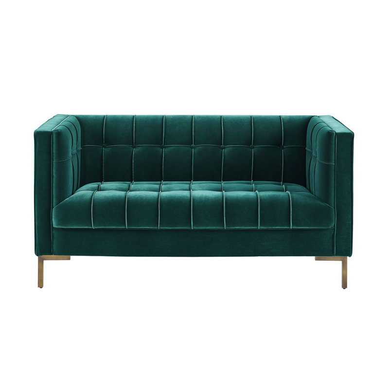 Rorik 59.75'' Velvet Loveseat, Green Velvet