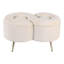 Banc rembourré en velours avec structure en métal et en bois manufacturé pour le style de la chambre à coucher - Siège de style transitionnel pour la salle à manger à la maison - 28 po, blanc