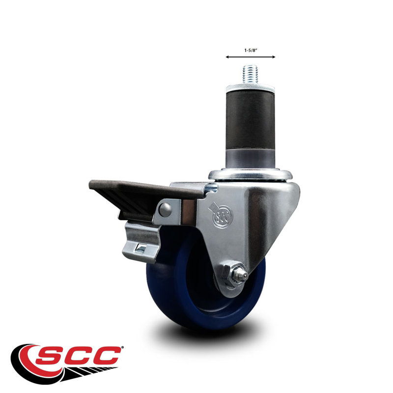 3 Inch Solid Poly Swivel 1-5/8 Inch Expanding Stem Caster with Brake SCC