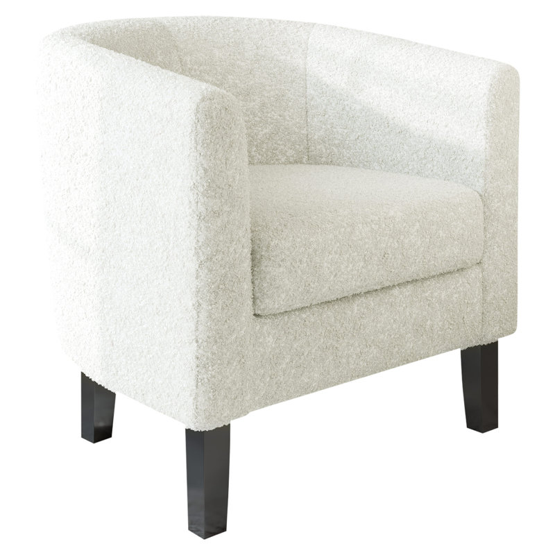 Fauteuil demi-tonneau de 26,77 po Munson, Polyester peluche blanc