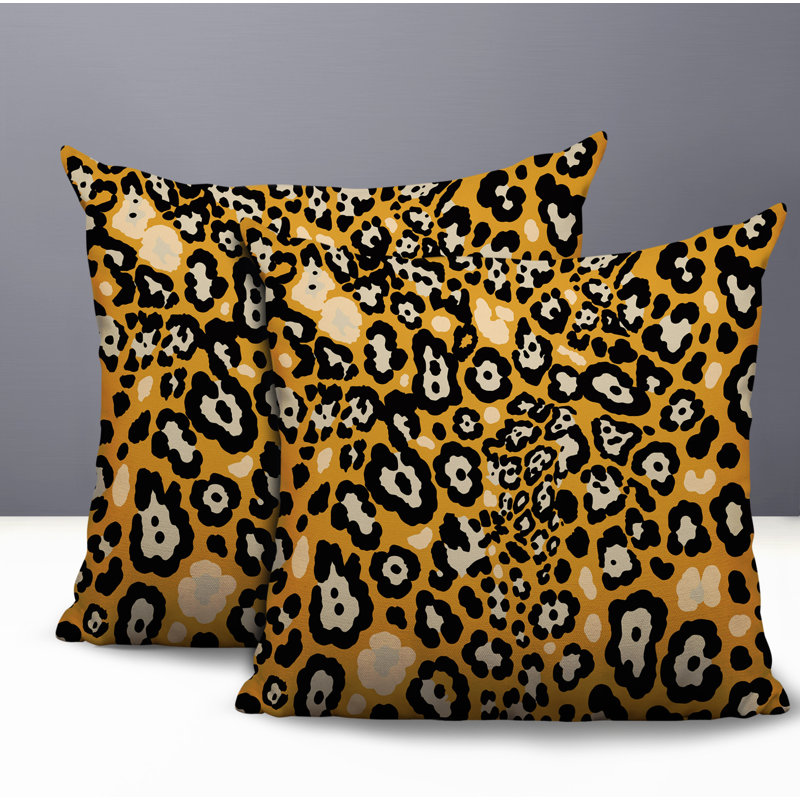 Oreiller réversible intérieur / extérieur à imprimé zébré Tari, 16x16, Yellow