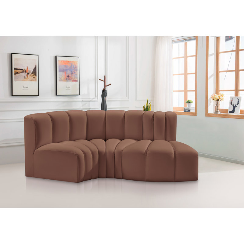 Canapé en cuir 70 po Hollyn, Similicuir doux cognac