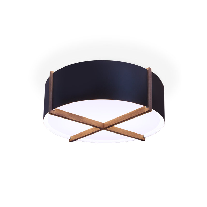 Plura 1 - Light LED Flush Mount, Walnut/Matte Black with Matte White, 6.38" H x 18" W x 18" D, 2700K