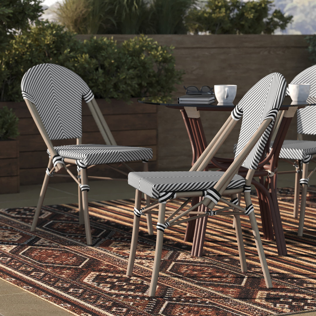 Lavigne Stacking French Chair for Indoor and Outdoor Use with Printed Metal Frame (Set of 2) Taylor & Logan Upholstery 