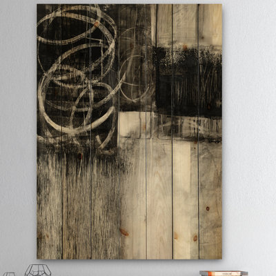 A Geometric Day I - Mid-Century Modern Print on Natural Pine Wood