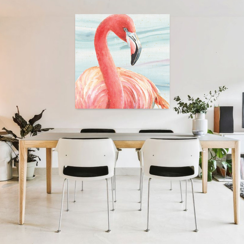 Oiseau flamant rose gracieux II, H 36 po x l 36 po