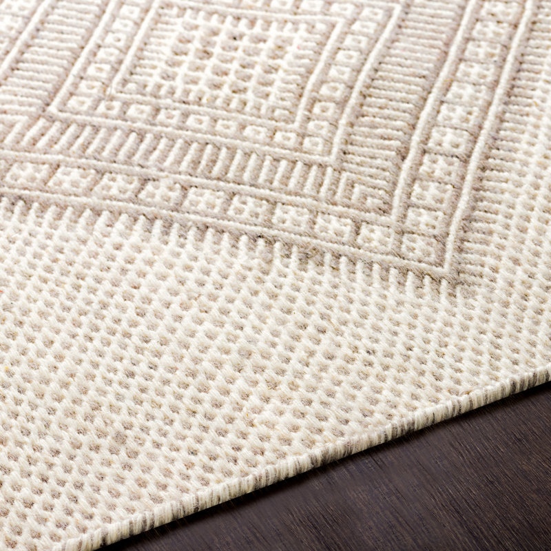 Tapis gris / ivoire en laine tissée à la main Acsa Southwestern, Rectangle 8 pi 10 po x 12 pi