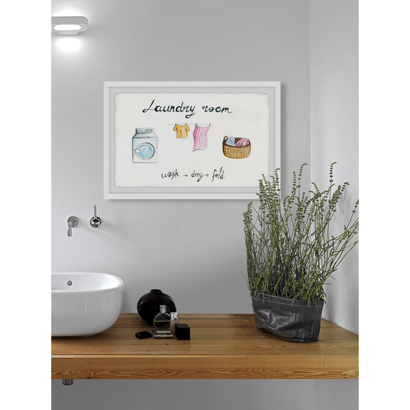 «Laundry Wash Dry Fold» - peinture encadrée, H 30 po x l 45 po x P 1,5 po
