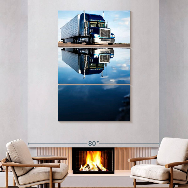 Mehar Semi Truck Reflection, 74" H x 48" W
