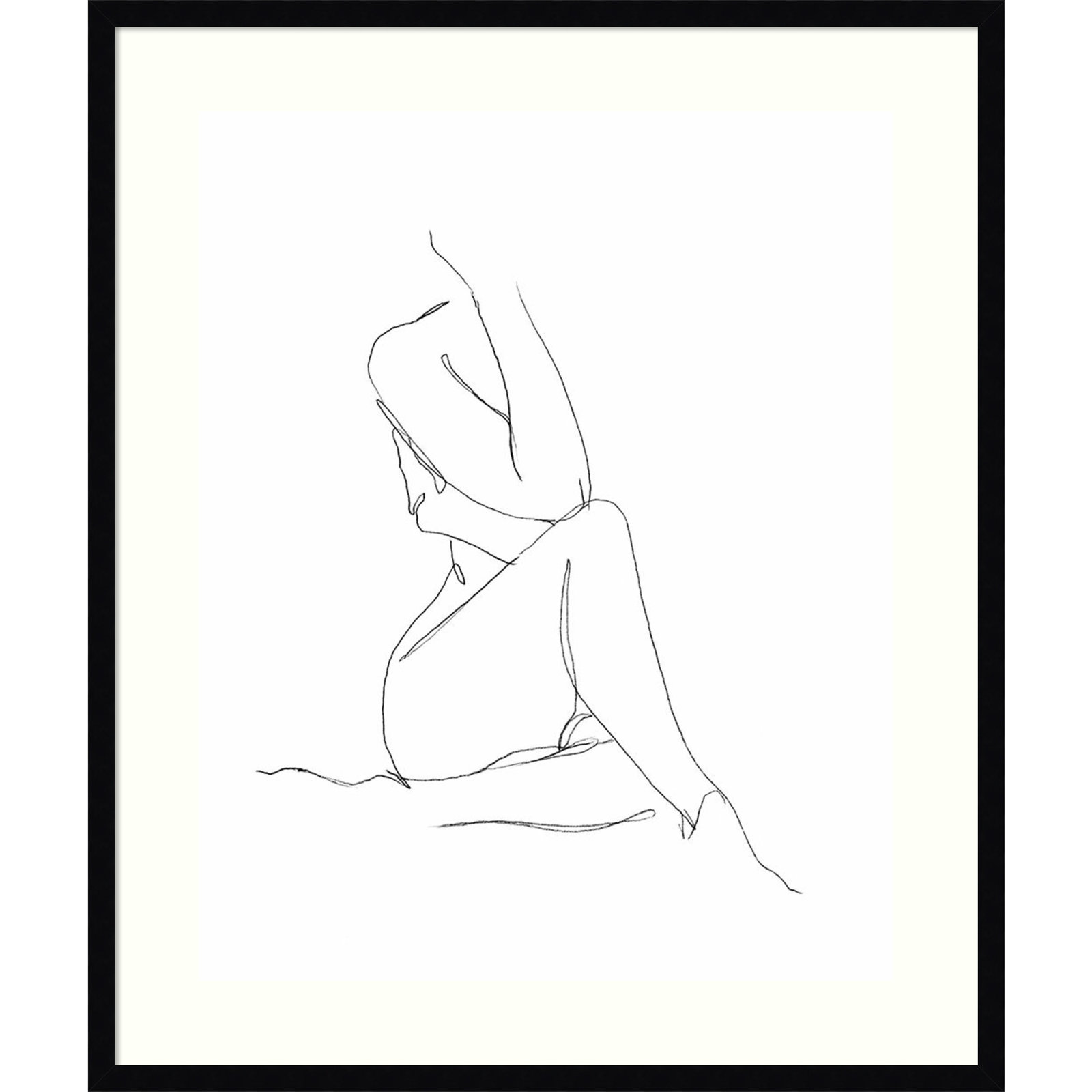 Nude Contour Sketch I by Ethan Harper, Black Framed Paper, 25" H x 21" W