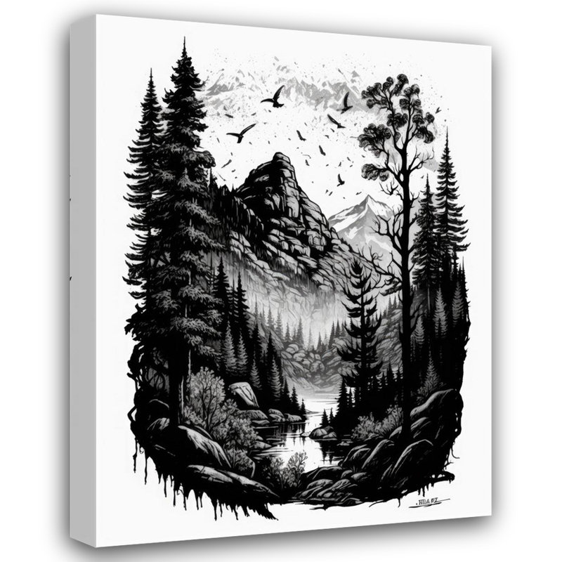 «Olaug Ink Landscape III», reproduction sur toile sans cadre, H 18 po x l 15 po x P 1,5 po