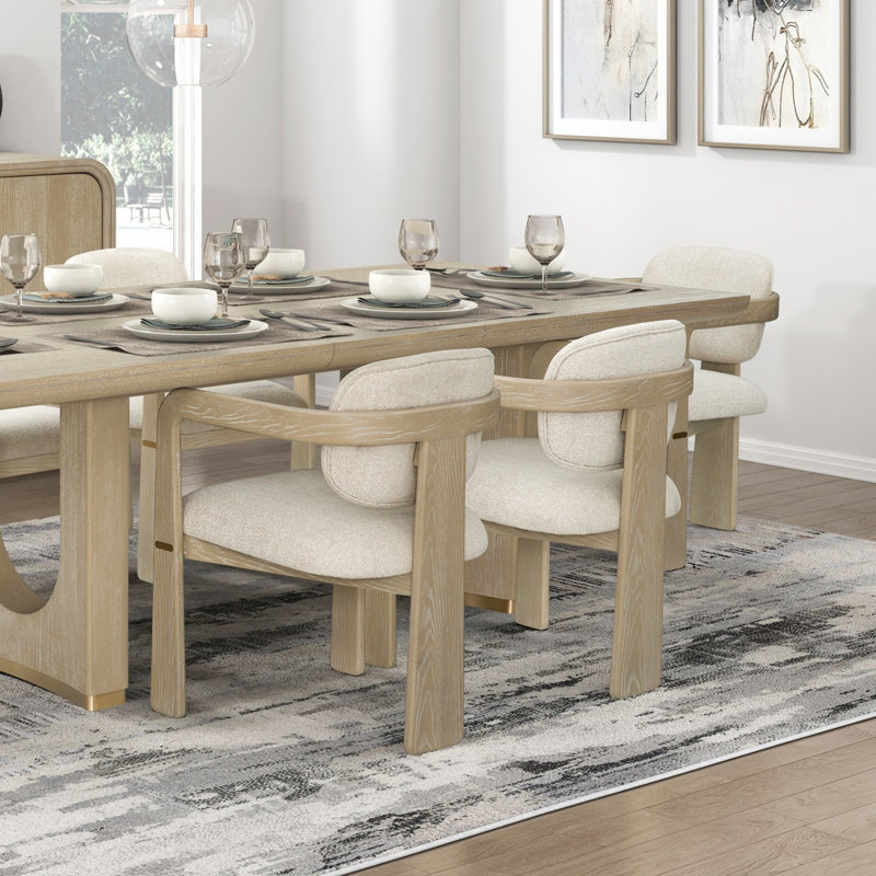 Table de salle à manger moderne avec finition chêne 7pc, 7