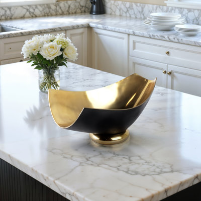 16" Rouen Black And Gold Bowl
