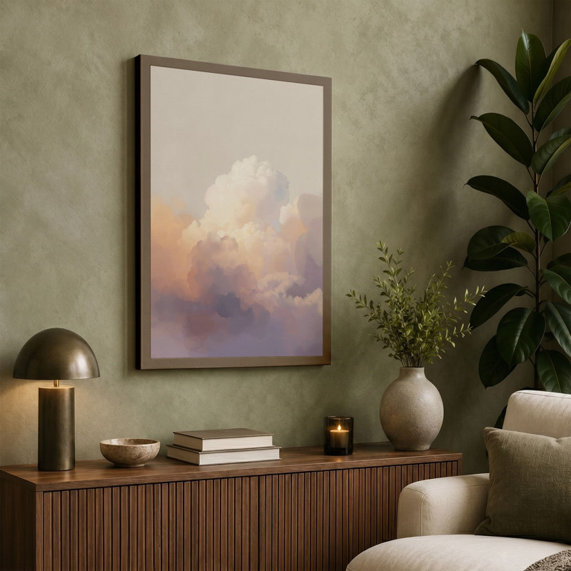 Solitary Cloud Minimalist - Wrapped Canvas, 24x16 - 61.0 x 40.6 cm, Cream Border