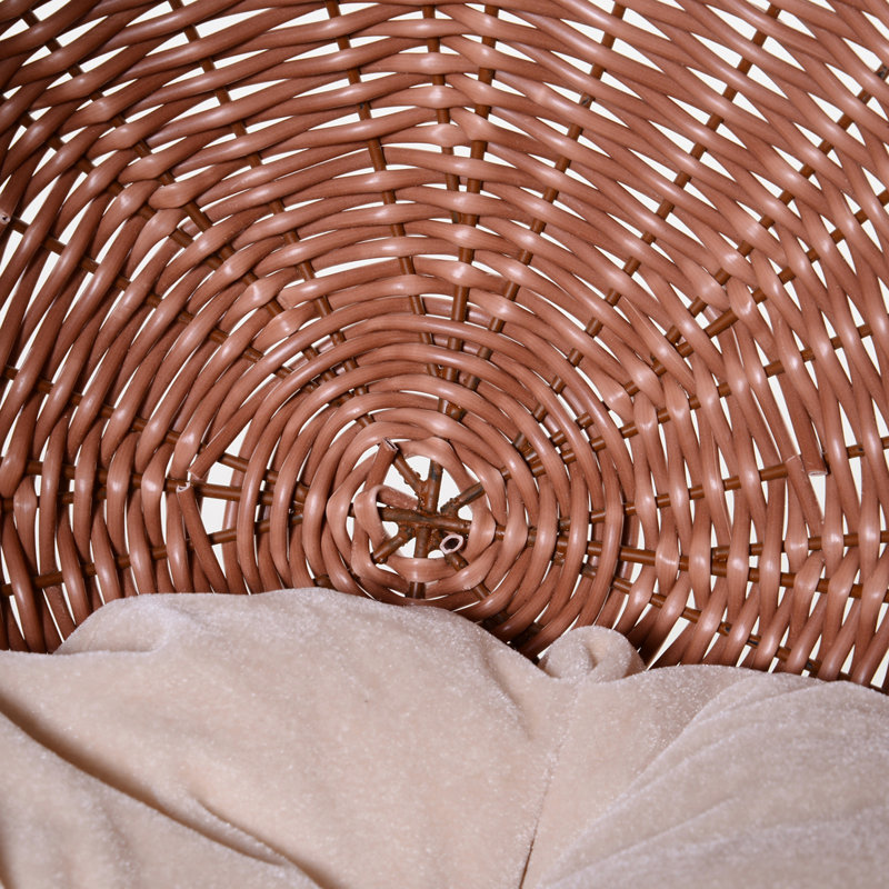 Maison tissée en gazon naturel avec panier rotatif et coussin épais, panier de lit surélevé brun, herbe,