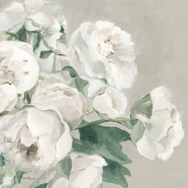 Peonies On Grey-Flipped Crop by Marilyn Hageman - Wrapped Canvas Painting, 30cm H x 30cm W x 3.8cm D